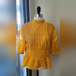 Something Navy Pleated Peplum Top XS